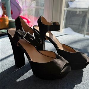 Candie's Black Peep-Toe Platform Heels